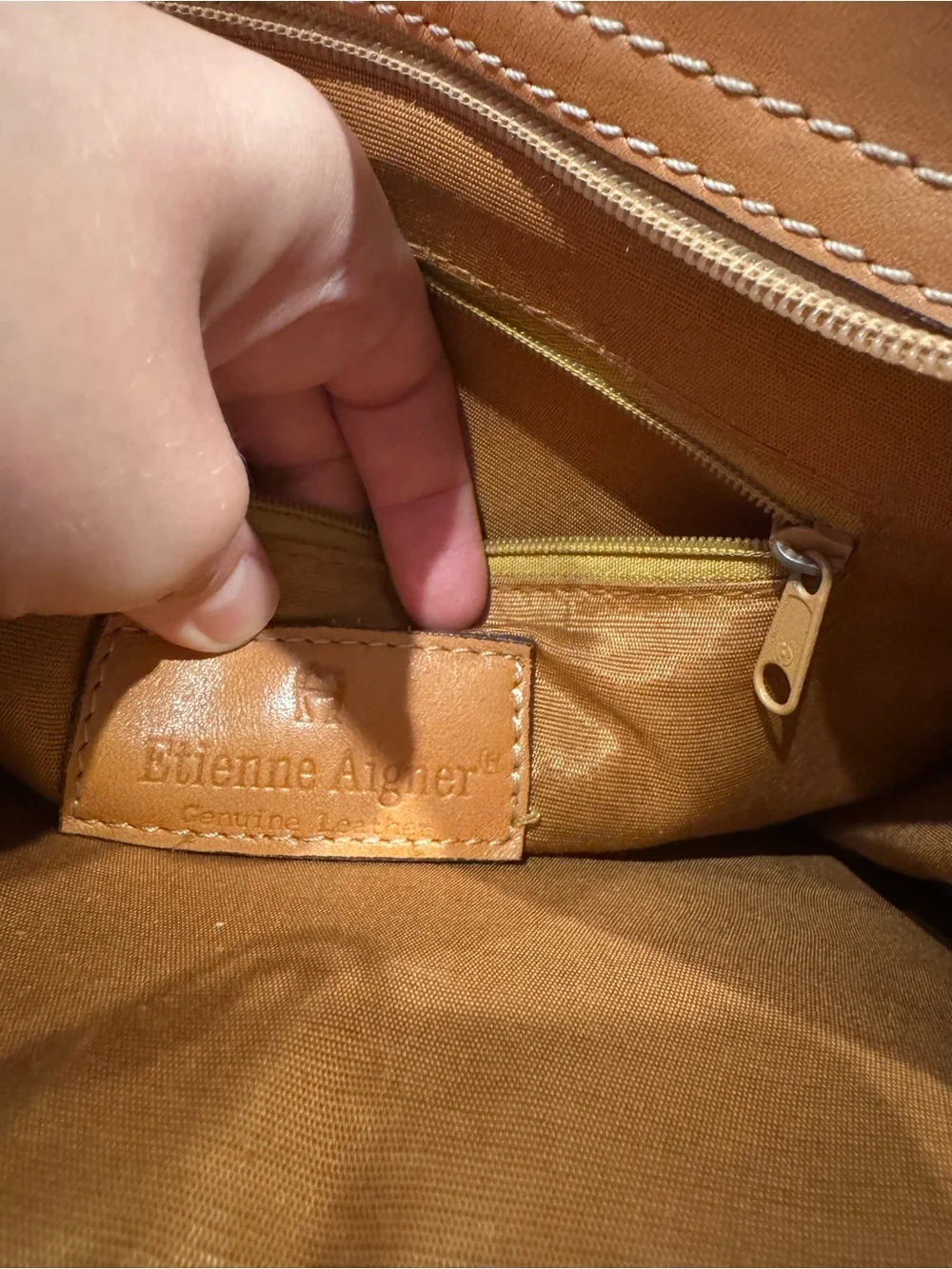 Vintage Etienne Aigner Leather Shoulder Bag in Tan by